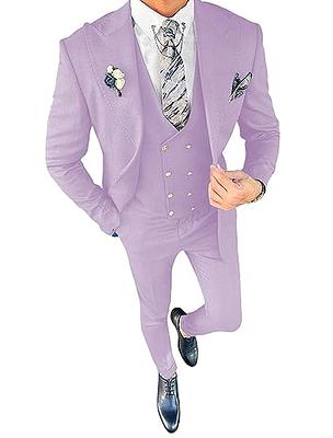 Mens Suits Slim Fit 3 Pieces Suit Mens Suit Double Breasted Suit Men Lilac  Suits for Wedding Prom Tuxeod Suit,M - Yahoo Shopping
