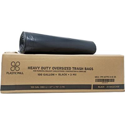 67 in. W x 79 in. H. 100 Gal. 2 mil Black Heavy-Duty Bags (35-Count)