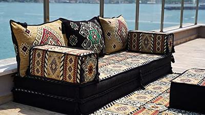 8 Thickness Mauritania Floor Cushions, Turkuoise Floor Couches