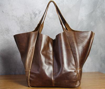 Cognac LEATHER HOBO Bag - BROWN Oversize Shoulder Bag - Everyday Leather  Purse - Soft Leather Handbag for Women, Distressed Leather