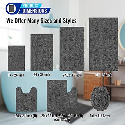 Extra Large Plush Microfiber Non Slip Soft Bathroom Rug, Absorbent Machine  Washable Chenille Bath Mat, Quick Dry Shag Carpet, Great for Bath, Shower,  Bedroom, or Door Mat, Gray, 20 x 32 