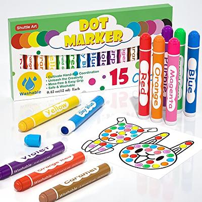 Shuttle Art Dot Markers, 15 Colors Washable Markers for Toddlers