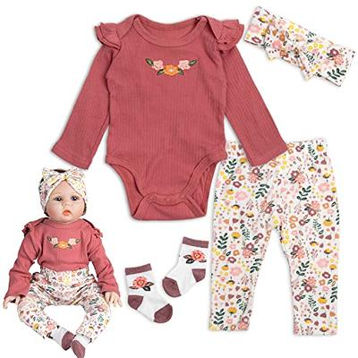 Reborn Baby Doll Clothes Accessories Pink Outfits and Floral Pants