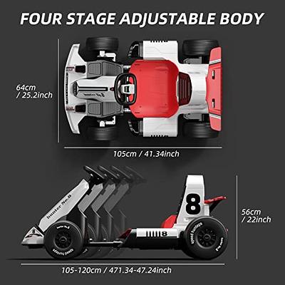 XJD Electric Go Kart 12V 7Ah Battery Powered Pedal Go Karts for 3+ Kids  Adults on Car Electric Vehicle Car Racing Drift Car for Boys Girls with  Bluetooth/FM and Remote Control, Red 