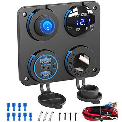 Marine Boat RV 12V Charger Socket Panel: OUFFUN 4 in 1 DC Power 12V Outlet  Panel