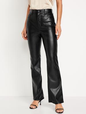 Sleek Faux Leather Straight-Leg Pants