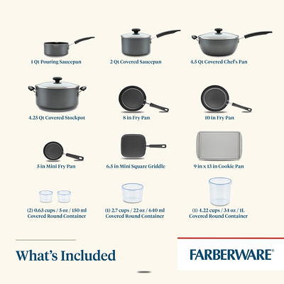 Farberware Easy Clean Steam Vent Cookware Nonstick Pots and Pans Set,  14-Piece, Copper 