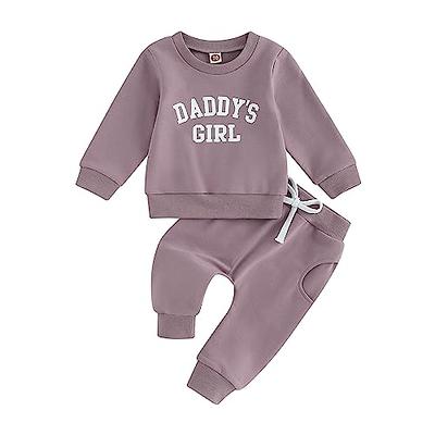 Infant Toddler Baby Girl Long Sleeve Sweatshirt Daddy 's Girl Shirt +  Drawstring Jogger Pants 2pcs Fall Winter Clothes (Purple, 12-18 Months) -  Yahoo Shopping
