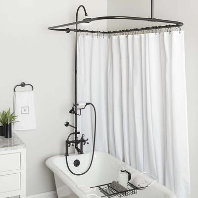 Randolph Morris 54 inch Tub Wall Mount Clawfoot Tub Shower Enclosure with Faucet and Sunflower Shower Head RM034SORB Oil Rubbed Bronze