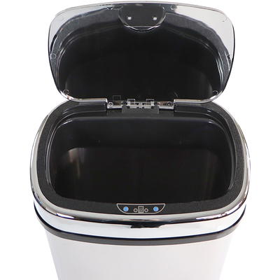 Hanover 13.2-Gallons Stainless Steel Touchless Kitchen Trash Can with Lid  Indoor in the Trash Cans department at