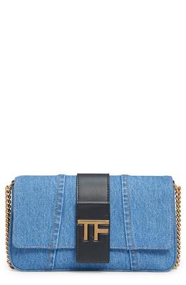 Tom Ford - Pale Blue Mini TF Embossed Croc Hobo Bag