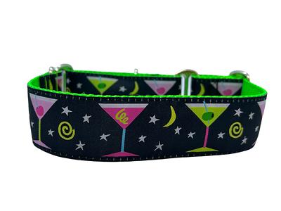 Wide 1 1/2 Inch Adjustable Buckle or Martingale Dog Collar in 