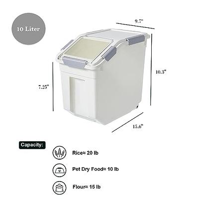 10 KG Rice Storage Container with Wheel Moistureproof Airtight Rice  Dispenser Plastic Storage Container for Bulk Cereal Pet Food