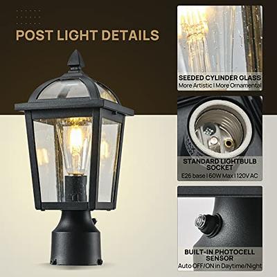 Moonlok Dusk to Dawn Outdoor Post Light, Waterproof Pole Lantern