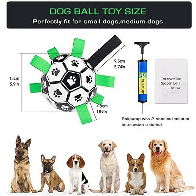 QDAN Dog Toys Socccer Balls with Straps, Interactive Durable Rubber Water  Chew Toys for Training Herding Balls Indoor Outdoor, Birthday Gifts for Tug