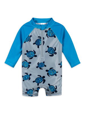 Modern Moments by Gerber Baby Boy One Piece Long Sleeve Rash Guard Swimsuit  with UPF 50+, Sizes 0/3M-24M 
