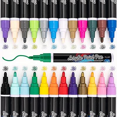 IJIANG 24 Colors Acrylic Paint Pens Professional Hard pen point  Valve-action Structure,Acrylic Paint Markers Waterproof Ink for  Rock,Ceramic,Glass,Metal,Canvas,Wood,Halloween Pumpkins Christmas Cards. -  Yahoo Shopping
