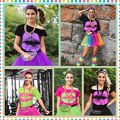 Kicpot 80s Outfits for Women with Accessoires T-Shirt Tutu