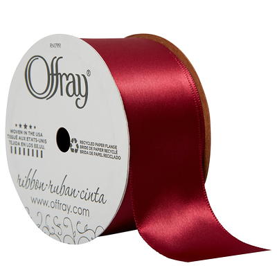 Offray Ribbon, Red 1 1/2 inch Single Face Satin Polyester Ribbon, 12 feet 