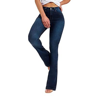 Bell Bottom Jeans for Women Low Waist Stretchy Pull-On Bootcut Flare Denim  Pants Casual Distressed Lounge Trousers 