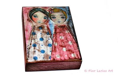 Girls Aceo Giclee Print Mounted On Wood 2 5 X 3 5 Inches Folk Art By Flor Larios Yahoo Shopping