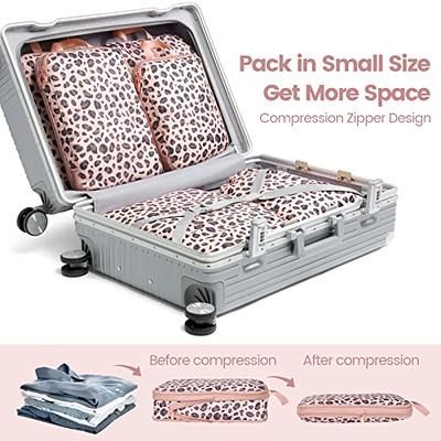 Compression Packing Cubes for Suitcases, SYCARON 7 Set Travel Packing  Organizers Bags Mesh Expandable Packing Cubes for Carry on Luggage with  Laundry