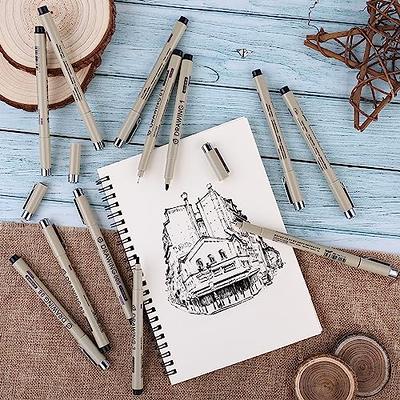 Black Drawing Pens,12 Art Pens Set,Fineliner Ink Pens,Micro-Pens