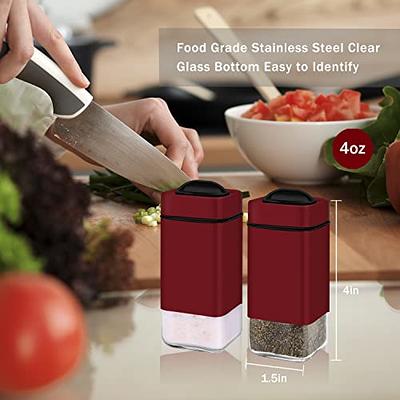 CHEFVANTAGE Salt and Pepper Shakers Set with Adjustable Pour Holes -  Stainless Steel