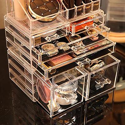 Clear Makeup Storage Organizer Drawers Acrylic Large Makeup Organizer  Cosmetic Display Case Stackable Storage Box with