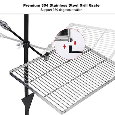 Lineslife Swivel Campfire Grill Grate and Griddle, Folding Stainless Steel  Open Fire Grill Rack, Fire Pit Grill Grate Over Fire Pit with Carrying Bag