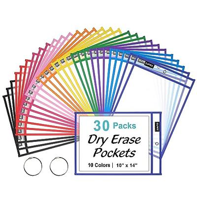 Dry Erase Pocket Sleeves With Tracing Practice Paper, 6 Pack, Reusable Sheet  Protectors for Home, Office, Classroom Organization 