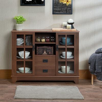 ANBAZAR Espresso Storage Cabinet Console Table with 2-Drawers and
