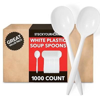 1000 Count White Plastic Spoons, Medium Weight Spoons Bulk Pack
