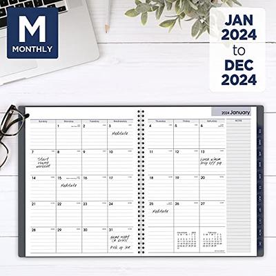 POPRUN 2024 Planner Daily Weekly and Monthly 10'' x 8'' - Vertical Agenda  2024 with Hourly Schedule, Tabs & Calendars, Monthly Planner Spiral Bound