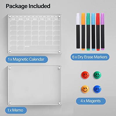 Acrylic Magnetic Calendar for Fridge, Weekly Planner Memo White
