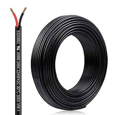 100FT, 16 Gauge, 2pin 2 Color Red Black Cable, Hookup Electrical