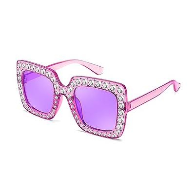 FEISEDY Kids Sunglasses for Girls Oversized Square Sparkling Party