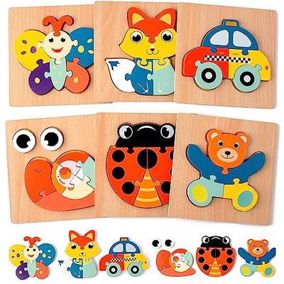3-Pack Wooden Toddler Puzzles | Educational Toys for 2-4 Year Olds