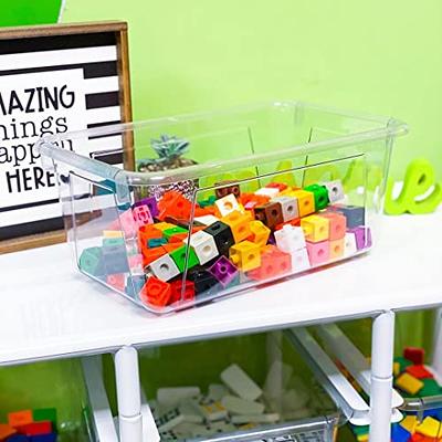 24 Pcs Plastic Cubby Storage Bins Classroom Cubby Organization with Self  Adhesive Labels Bin Small Stackable Storage Containers Toy Book Storage Box