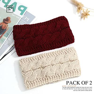 GORTIN Winter Headbands Knitted Headbands Fuzzy Thick Head Wrap Women's Ear  Warmer Hair Band Elastic Fleece Lined Head Band Stretch Cable Headband for