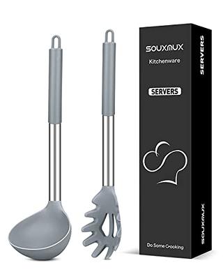 Silicone Pasta Fork and Soup Ladle Set, Non-Stick BPA Free Heat