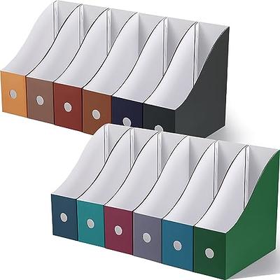 HUAPRINT Magazine File Holder(12 Pack,Black)-Folder Holder,Desk File Organizer,Document Holder Box,Magazine Storage Box,With Labels