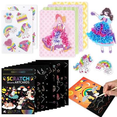 Animal scratch art rainbow painting paper, Engraving Art & Craft Sets,  Creative foil scratch art toys gift, DIY sketch card scratchboard for Kids  & Adults, Women - 16'' x 11.2'' with 3