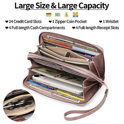 Wallet for Women Double Zipper Wallet Large Capacity Long Purse Clutch  Wristlet