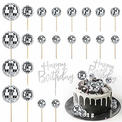 Black Red Gold White Ball Cake Toppers Set, Acrylic Birthday Cake Toppers  Star Cake Toppers Mirror Cupcake Topper Ball Shaped Cake Insert Toppers