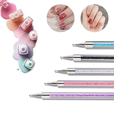 Archua 5pcs Double Ended Nail Art Brushes Point Drill Nail Dotting Drawing Painting Tools Liner for Manicure Nail Art Design Nail Art Pens