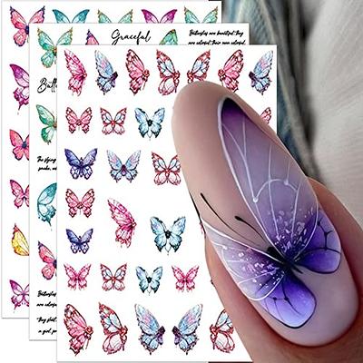 Airbrush Stencils Nail Stickers 3D Butterfly Flame Four Pointed