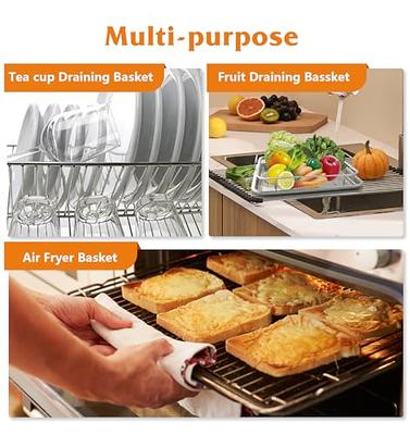 2 Piece Air Fryer Basket for Oven,Stainless Steel Crisping Basket & Tray Set, Tray and Grease Tray Set Bacon Rack, Oven Crisper for French Fry