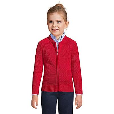 Lands' End School Uniform Women's Cotton Modal Button Front Cardigan  Sweater - Large - Burgundy