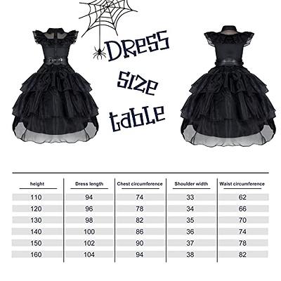 GUUZOGG Wednesday Addams Costume Dress with Wig Belt Socks and